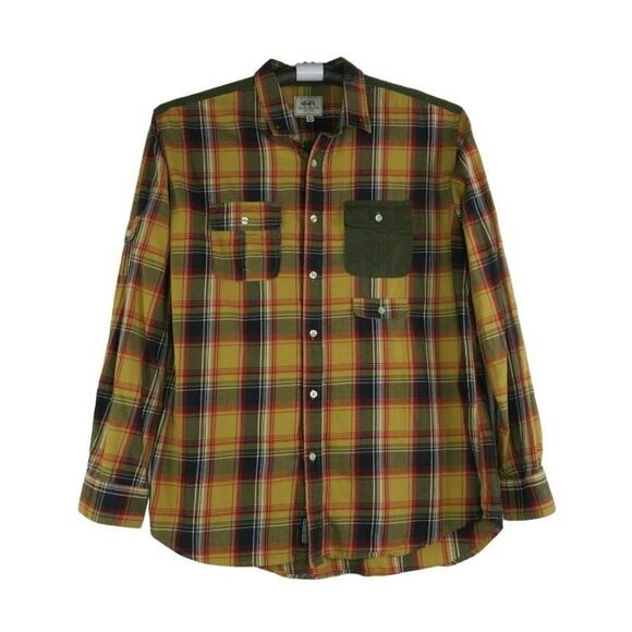 Ecko UNLTD. Button Down Shirt Men's Size XL Red Gold Plaid Long Sleeve - Picture 1 of 8